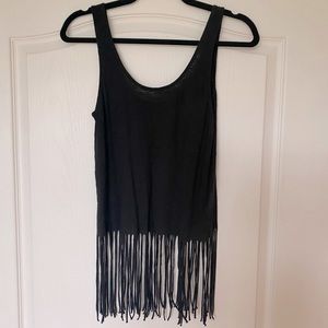 Vintage fringe black tank